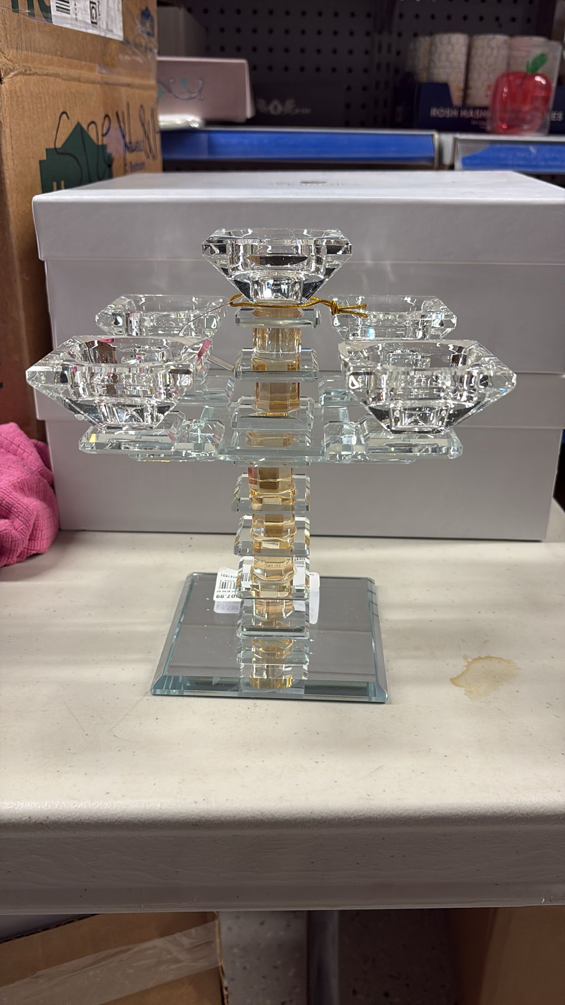 140 - Crystal 5 Light Candelabra