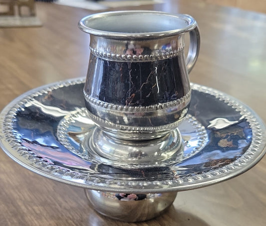 150 - Marbleized black Mayim Acharonim cup