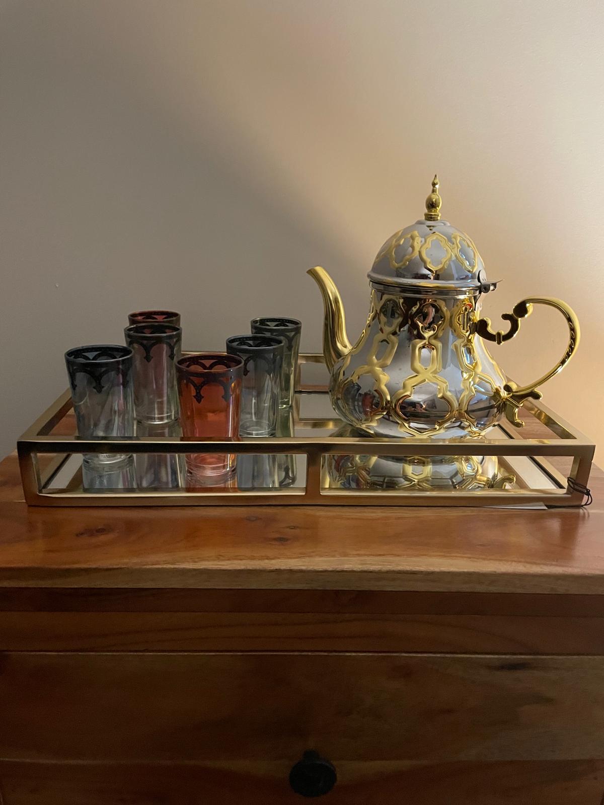 147 - Gold Morrocan Tea Set with Moroccan Pastries