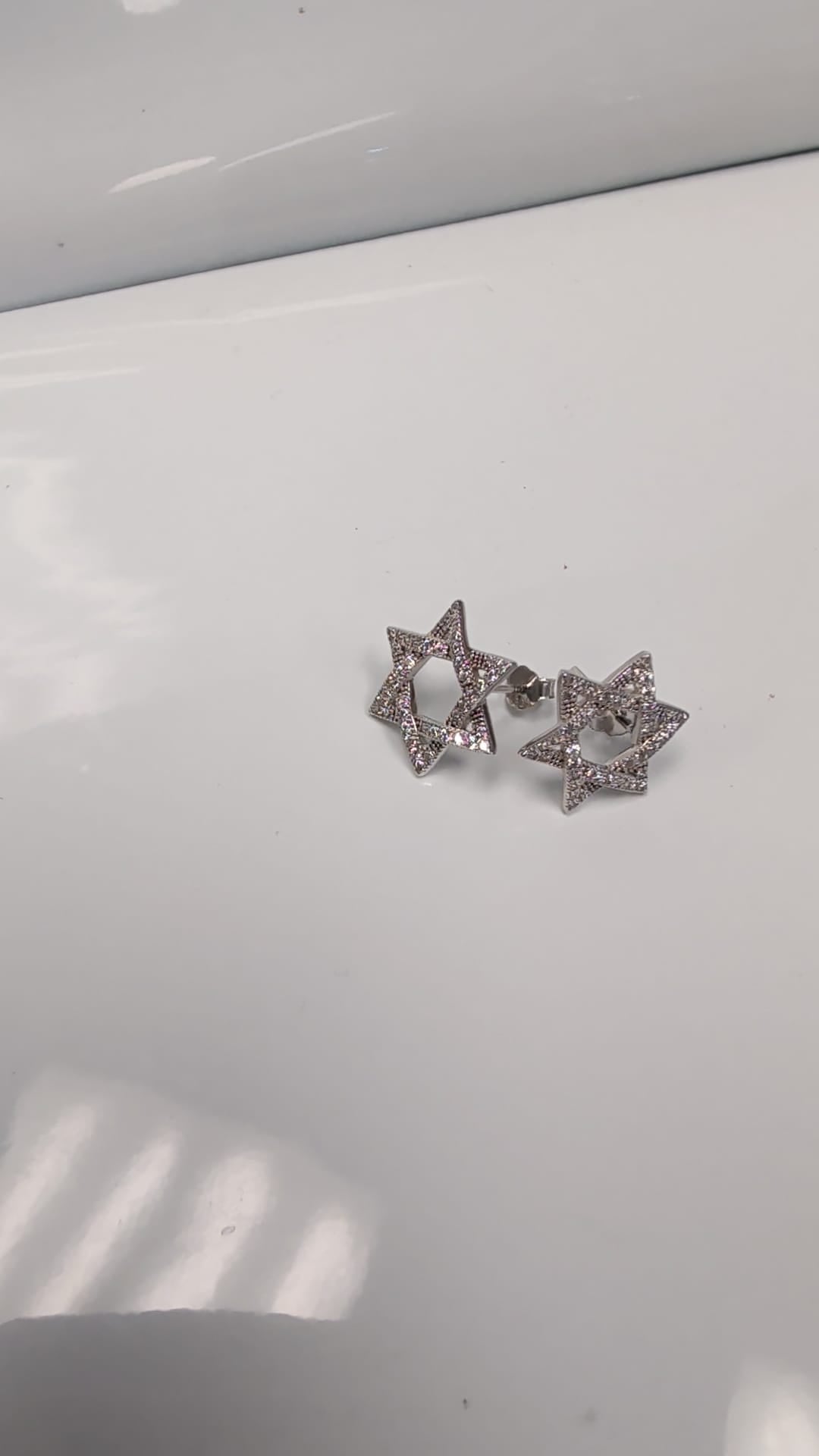 132 - Sterling Silver Magen David Earrings