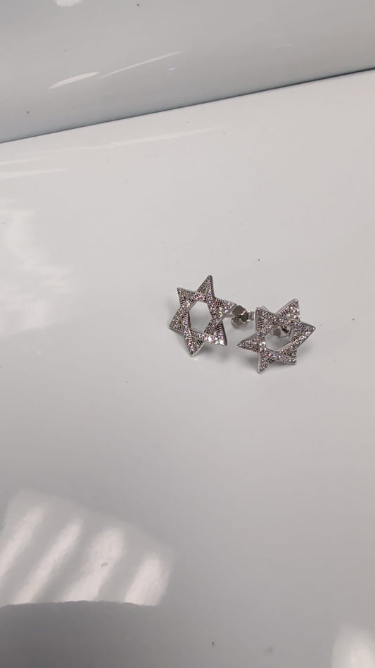 132 - Sterling Silver Magen David Earrings